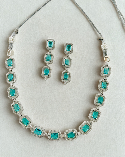 Emerald Elegance AD Necklace Set