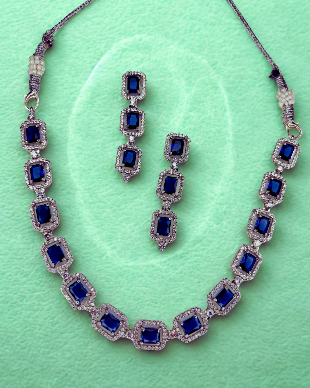 Emerald Elegance AD Necklace Set