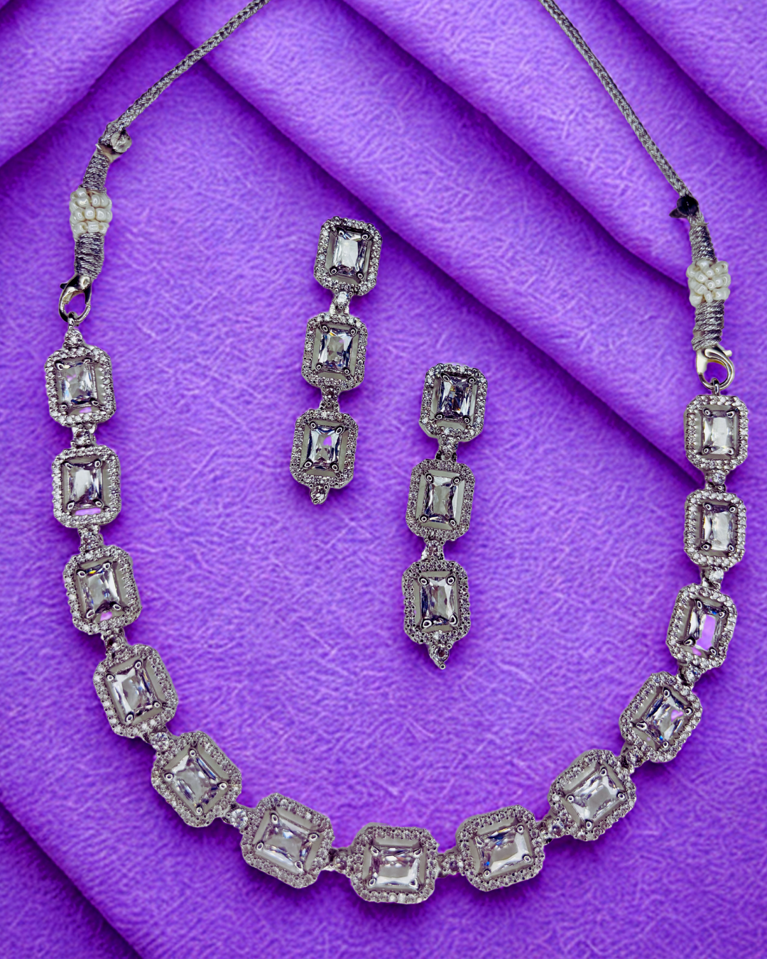 Emerald Elegance AD Necklace Set