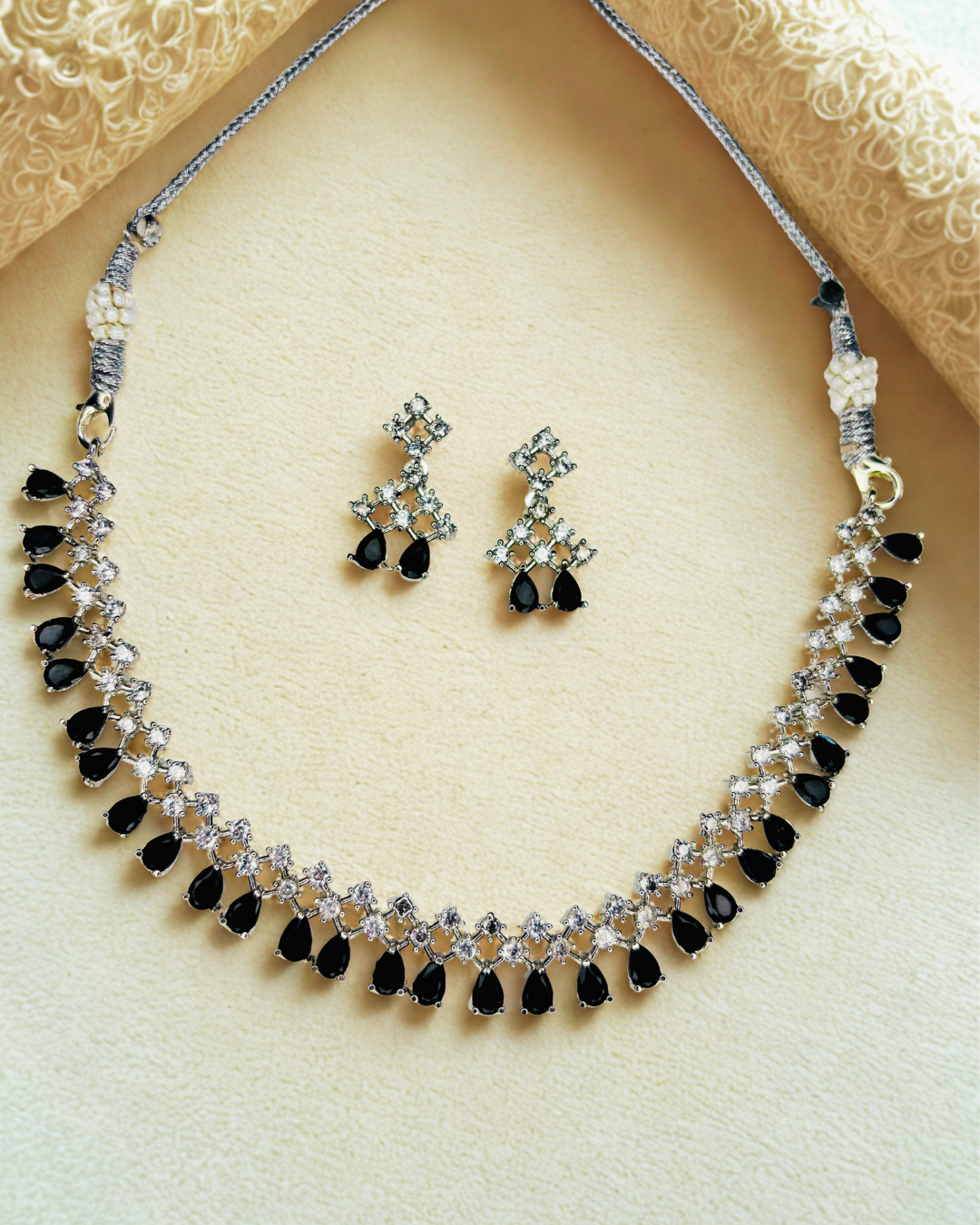 Royal Radiance Green Drop AD Necklace Set