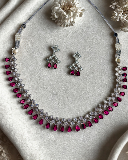 Royal Radiance Green Drop AD Necklace Set