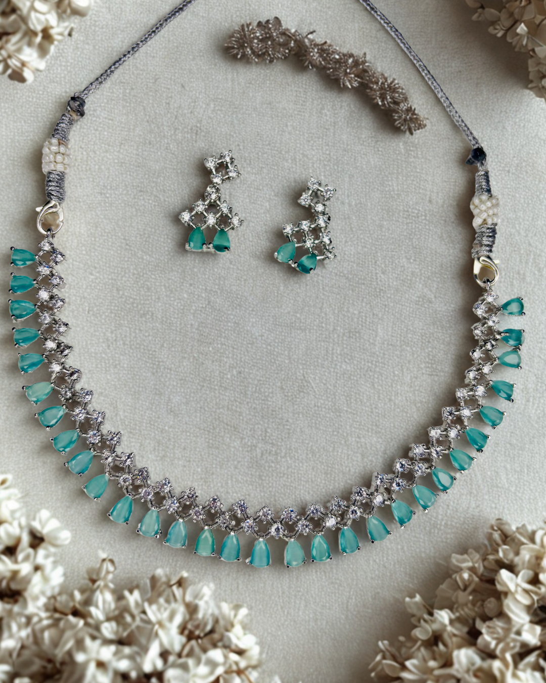 Royal Radiance Green Drop AD Necklace Set