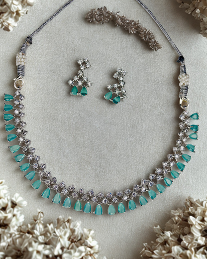 Royal Radiance Green Drop AD Necklace Set