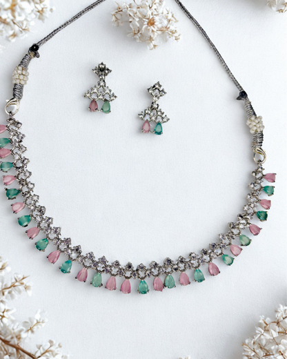 Royal Radiance Green Drop AD Necklace Set