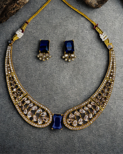 Royal Blue AD Stone Choker Set