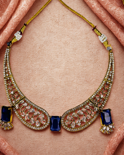 Royal Blue AD Stone Choker Set