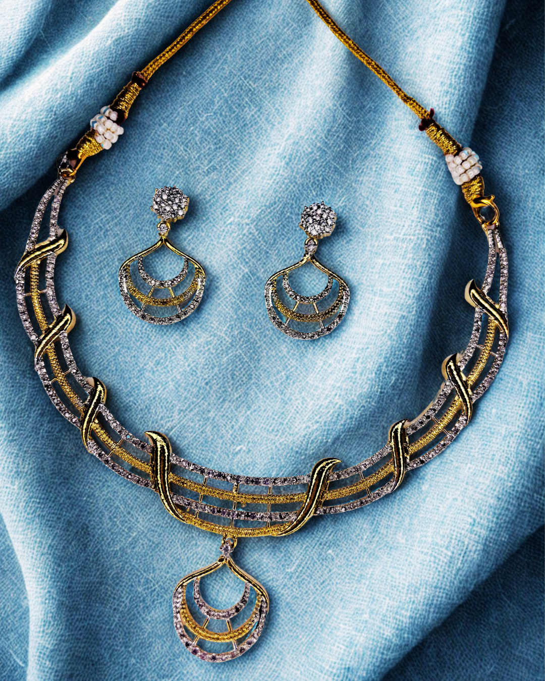 Golden AD Grace Designer Necklace Set