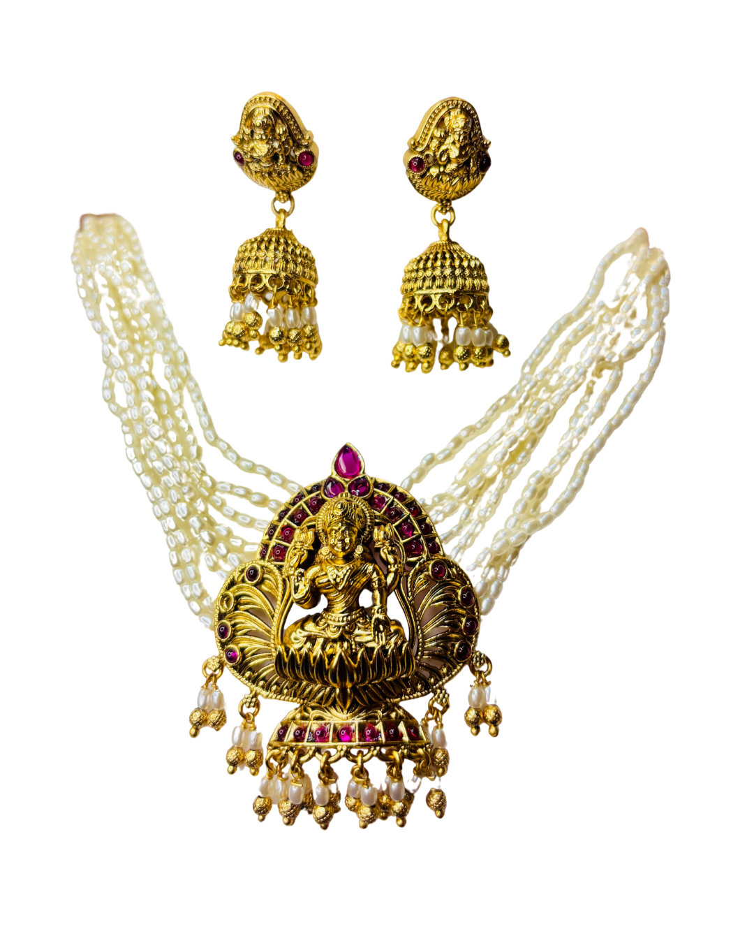 Lakshmi Temple Pearl Haar Set