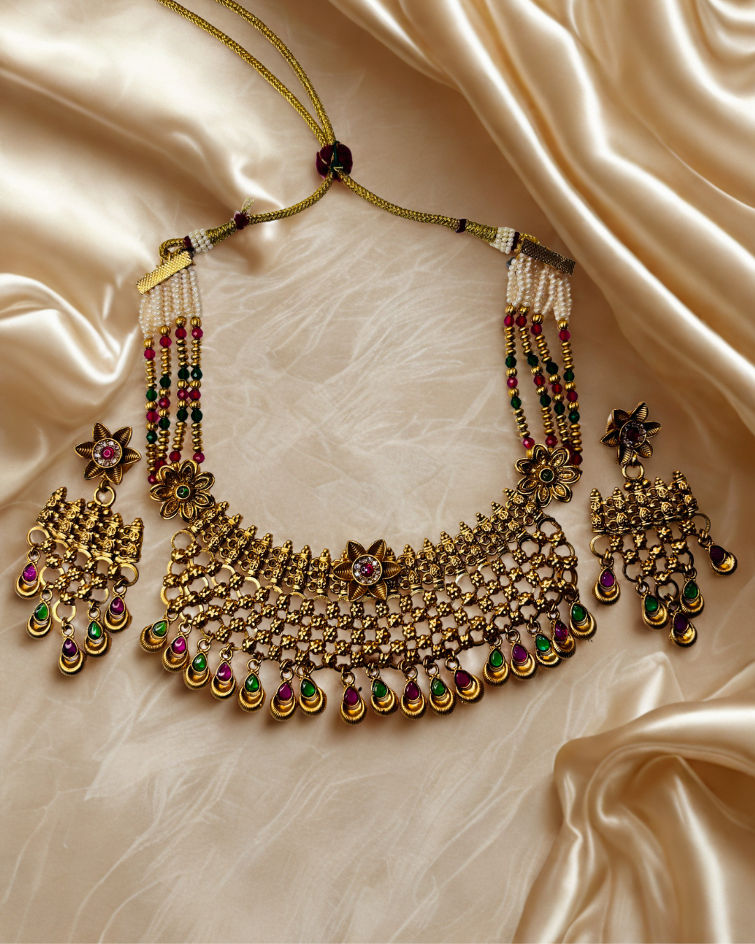 Peacock Motif Maharashtrian Kundan Choker Set