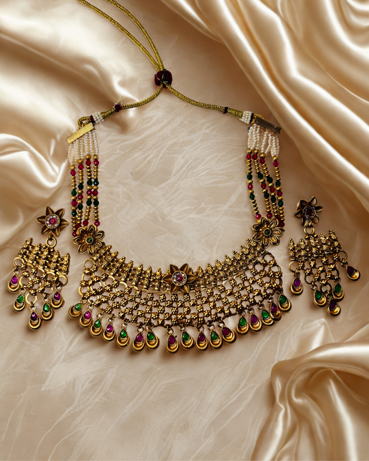 Peacock Motif Maharashtrian Kundan Choker Set