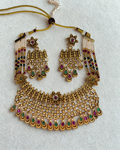 Peacock Motif Maharashtrian Kundan Choker Set