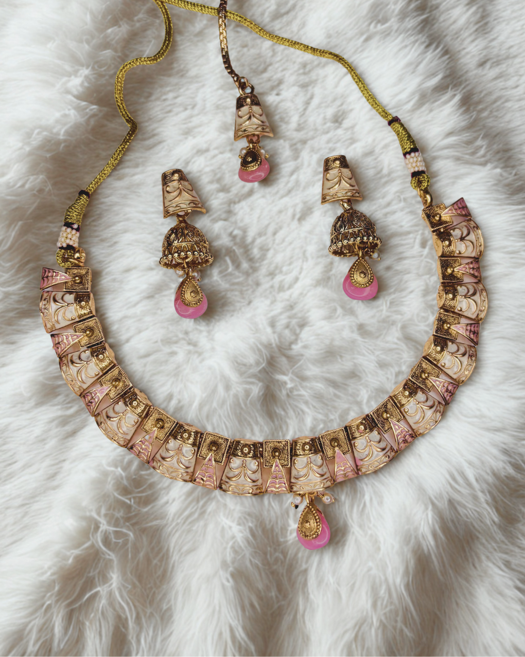 Vintage Enamel Temple Choker Set