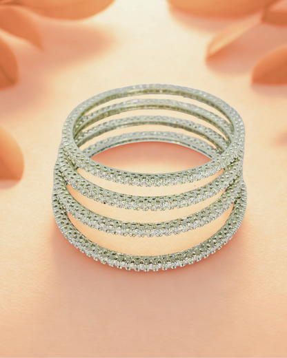 Classic CZ Gold And Silver Bangles Set