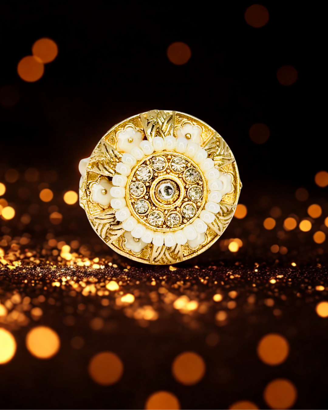 Antique Dome Pear Kundanl Ring