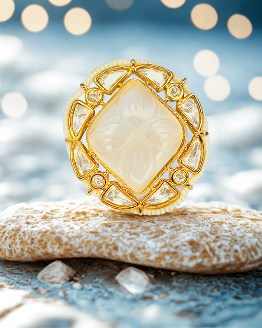 Carved Moonstone Statement Ring