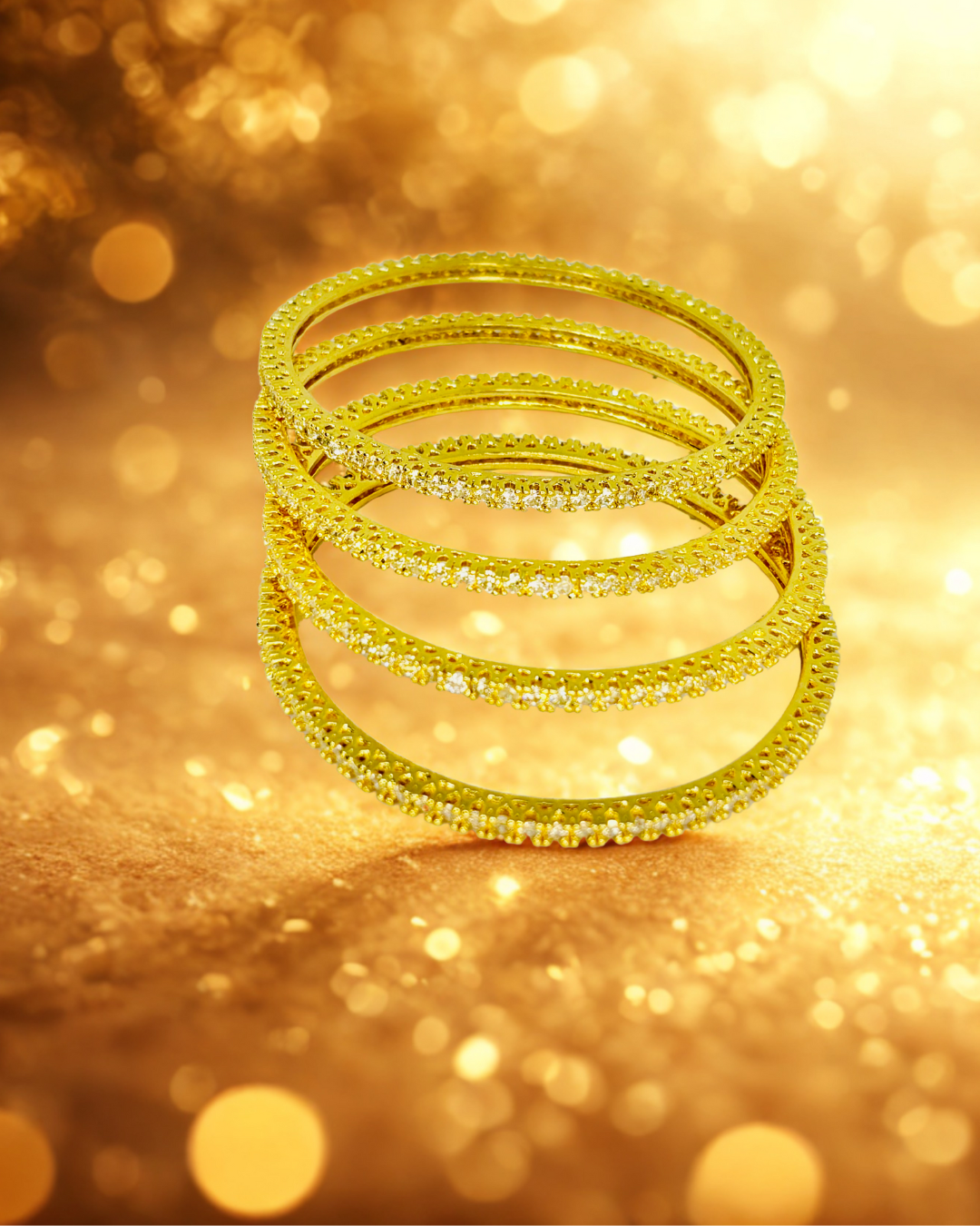 Classic CZ Gold And Silver Bangles Set