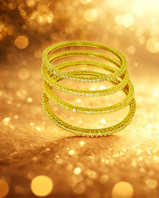 Classic CZ Gold And Silver Bangles Set