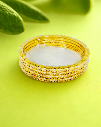 Classic CZ Gold And Silver Bangles Set