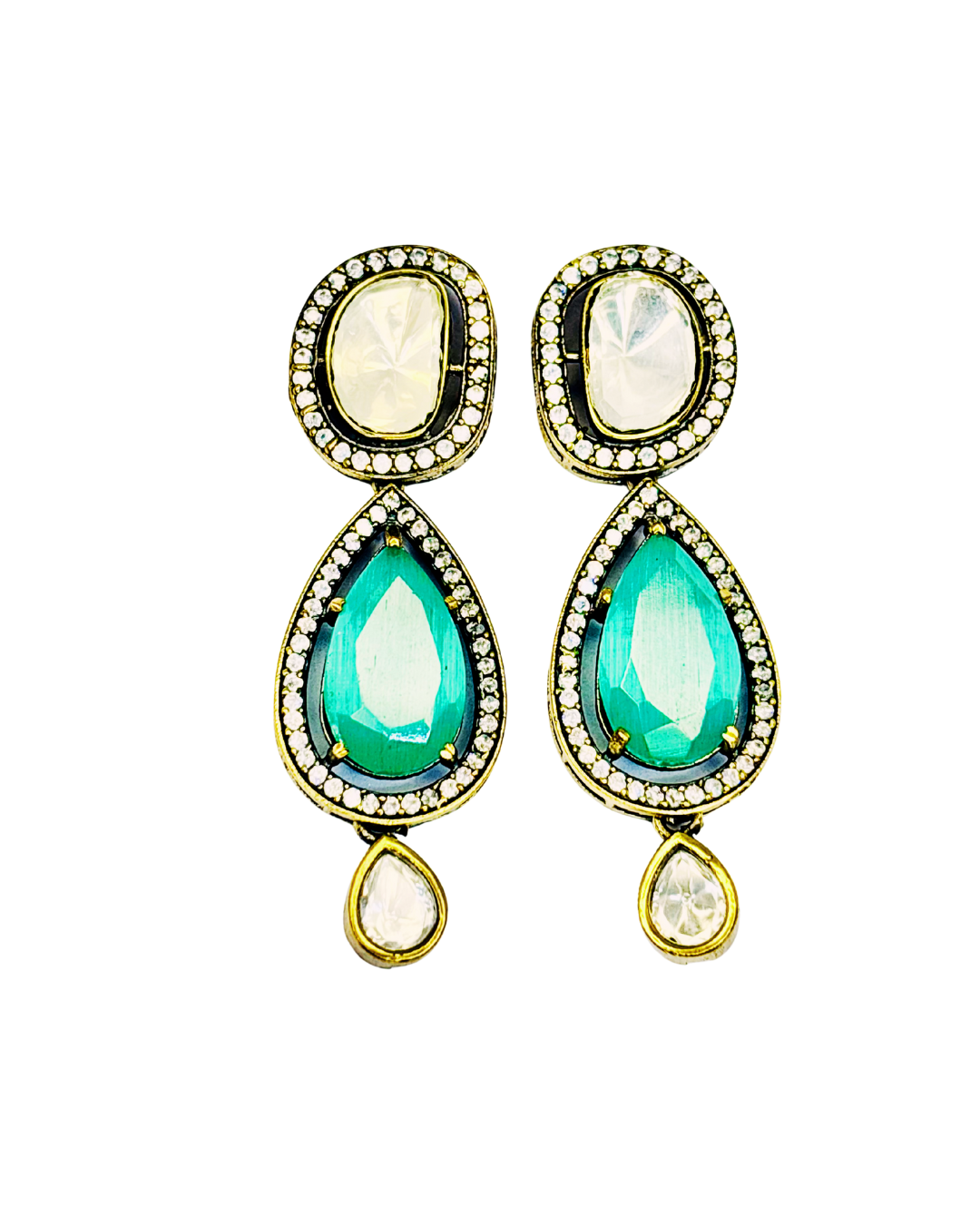 Polki and Emerald Drop Earrings.