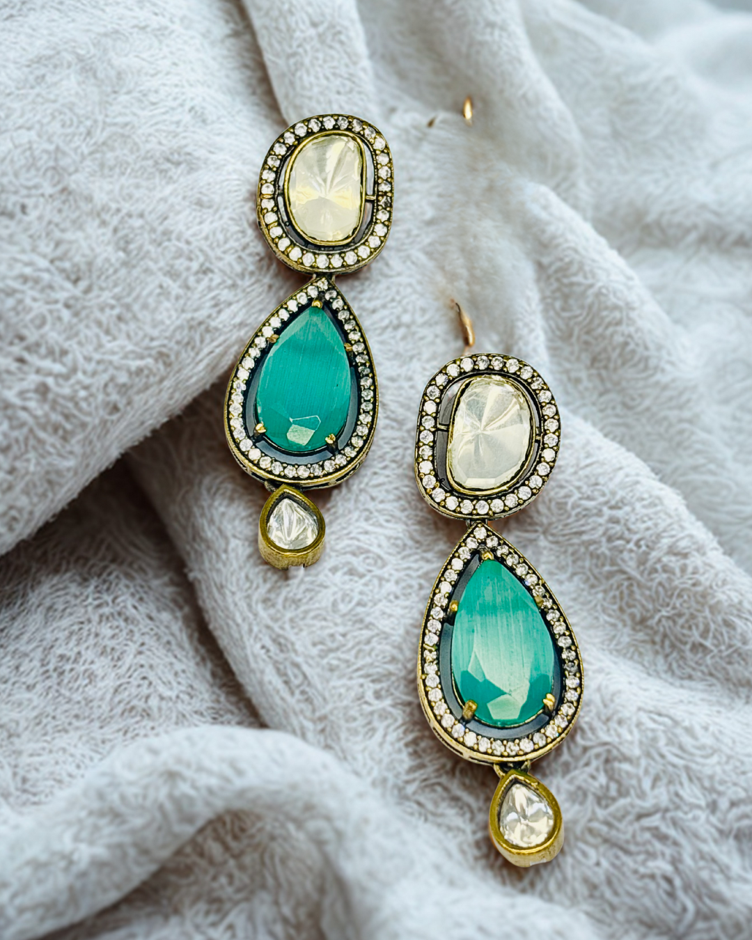 Polki and Emerald Drop Earrings.