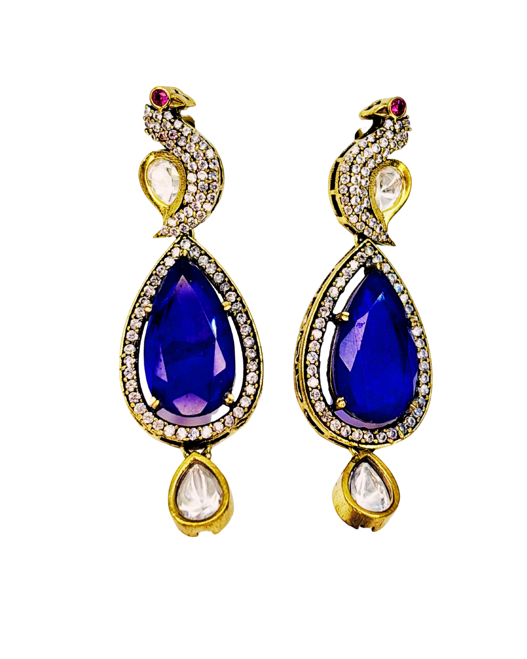 Royal Peacock Sapphire Earrings