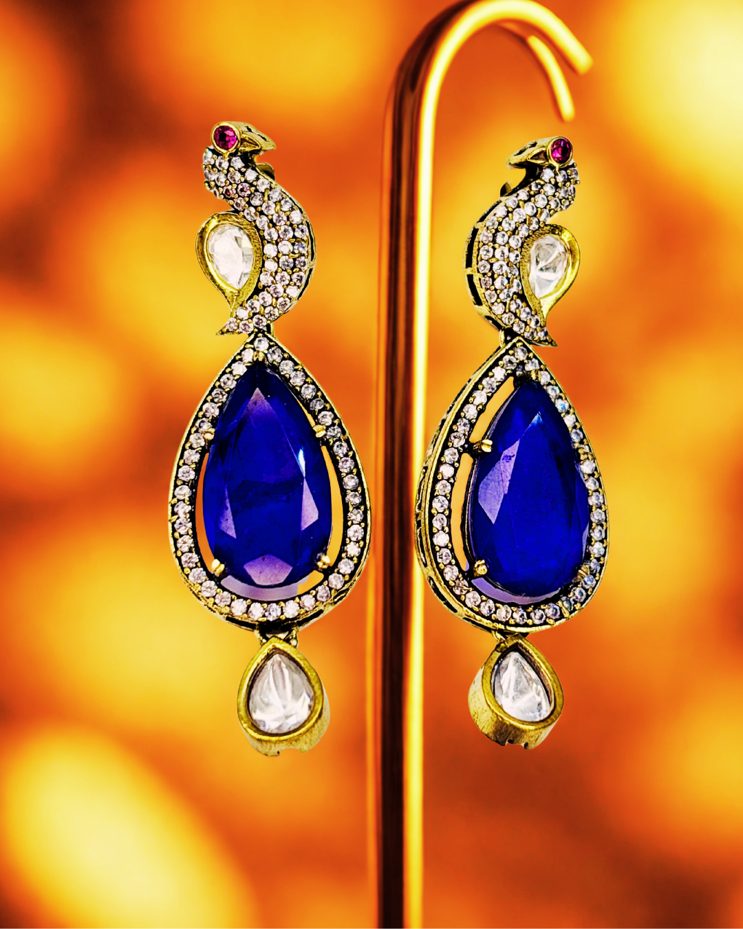 Royal Peacock Sapphire Earrings