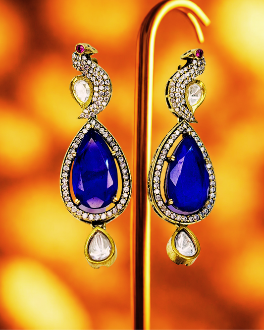 Royal Peacock Sapphire Earrings