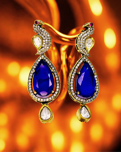 Royal Peacock Sapphire Earrings