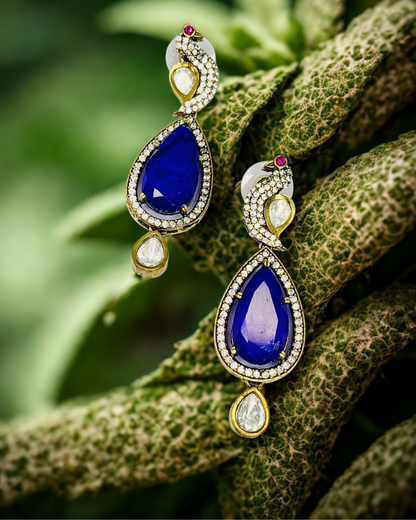 Royal Peacock Sapphire Earrings