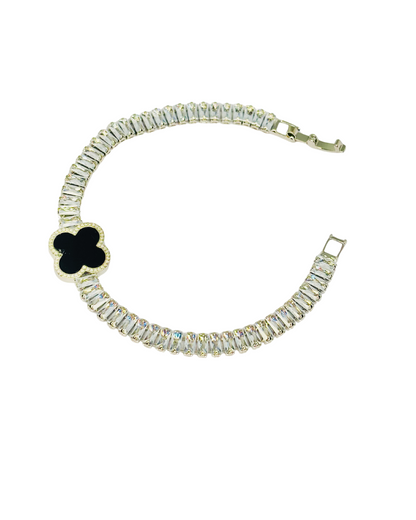 Midnight Clover Crystal Bracelet