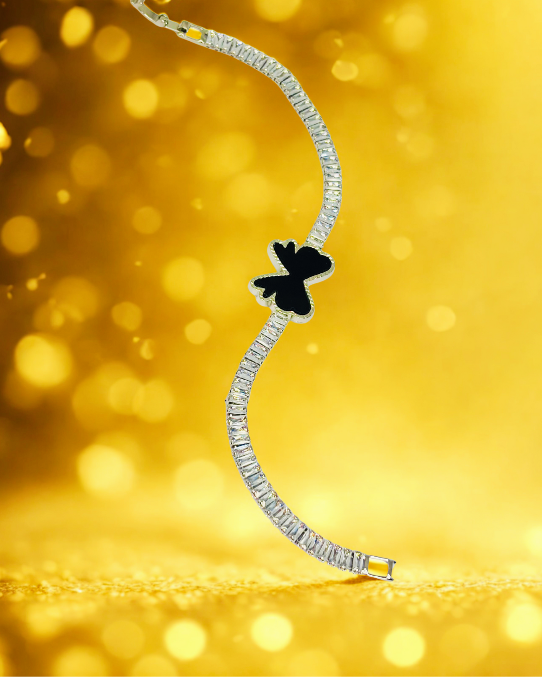 Elegant Bow Charm Crystal Bracelet