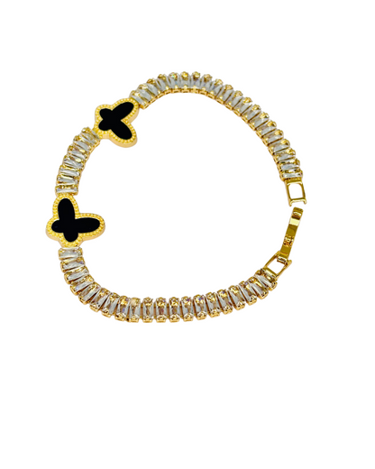 Golden Butterfly Charm Crystal Bracelet
