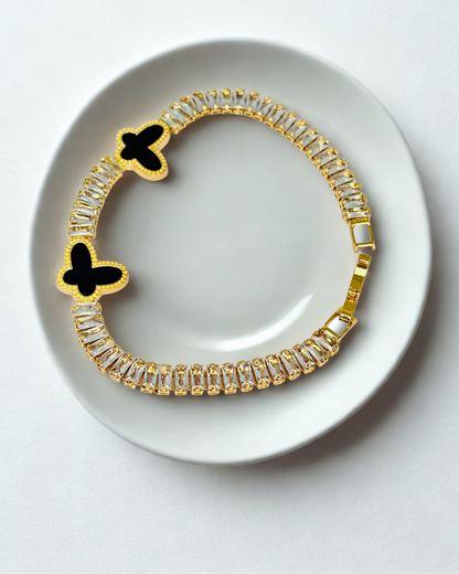 Golden Butterfly Charm Crystal Bracelet