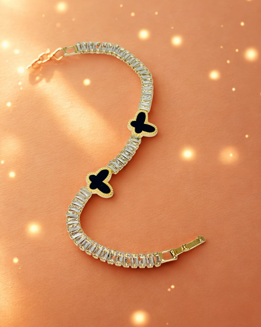 Golden Butterfly Charm Crystal Bracelet