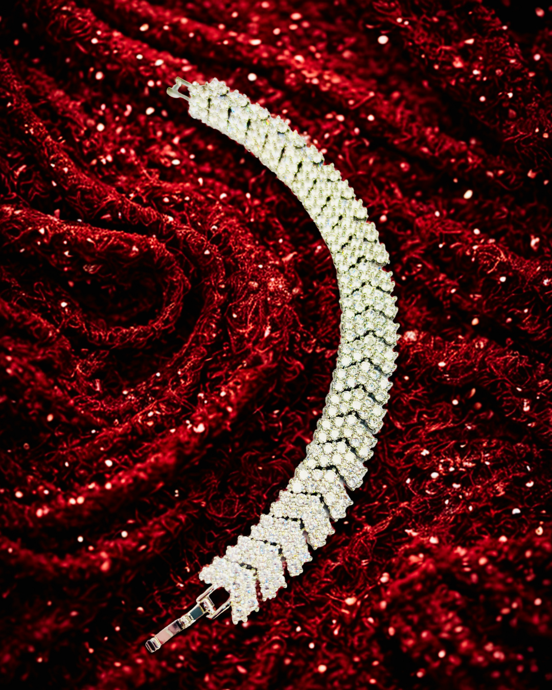 Chevron Rhinestone Statement Bracelet