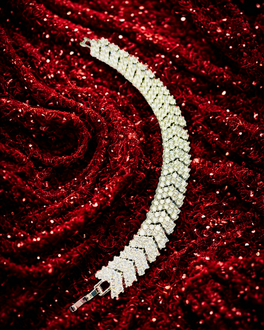 Chevron Rhinestone Statement Bracelet