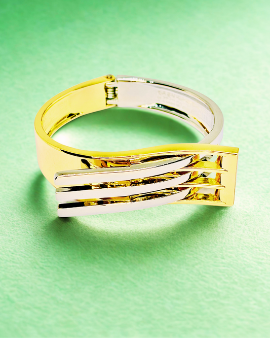 Dual Tone Elegance Cuff Bracelet