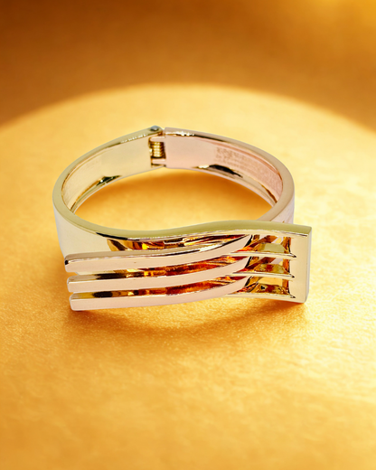 Dual Tone Elegance Cuff Bracelet