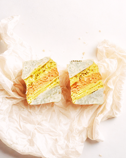 Abstract Textured Dual-Tone Stud Earrings