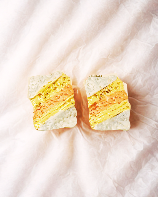 Abstract Textured Dual-Tone Stud Earrings