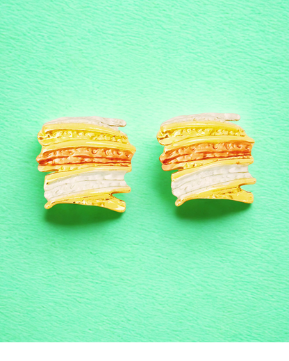 Abstract Textured Dual-Tone Stud Earrings