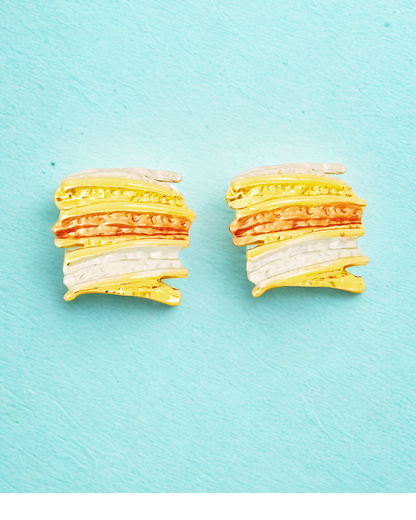 Abstract Textured Dual-Tone Stud Earrings