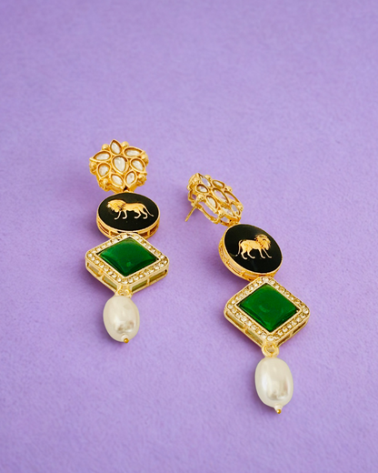 Royal Lion Statement Drop Earrings