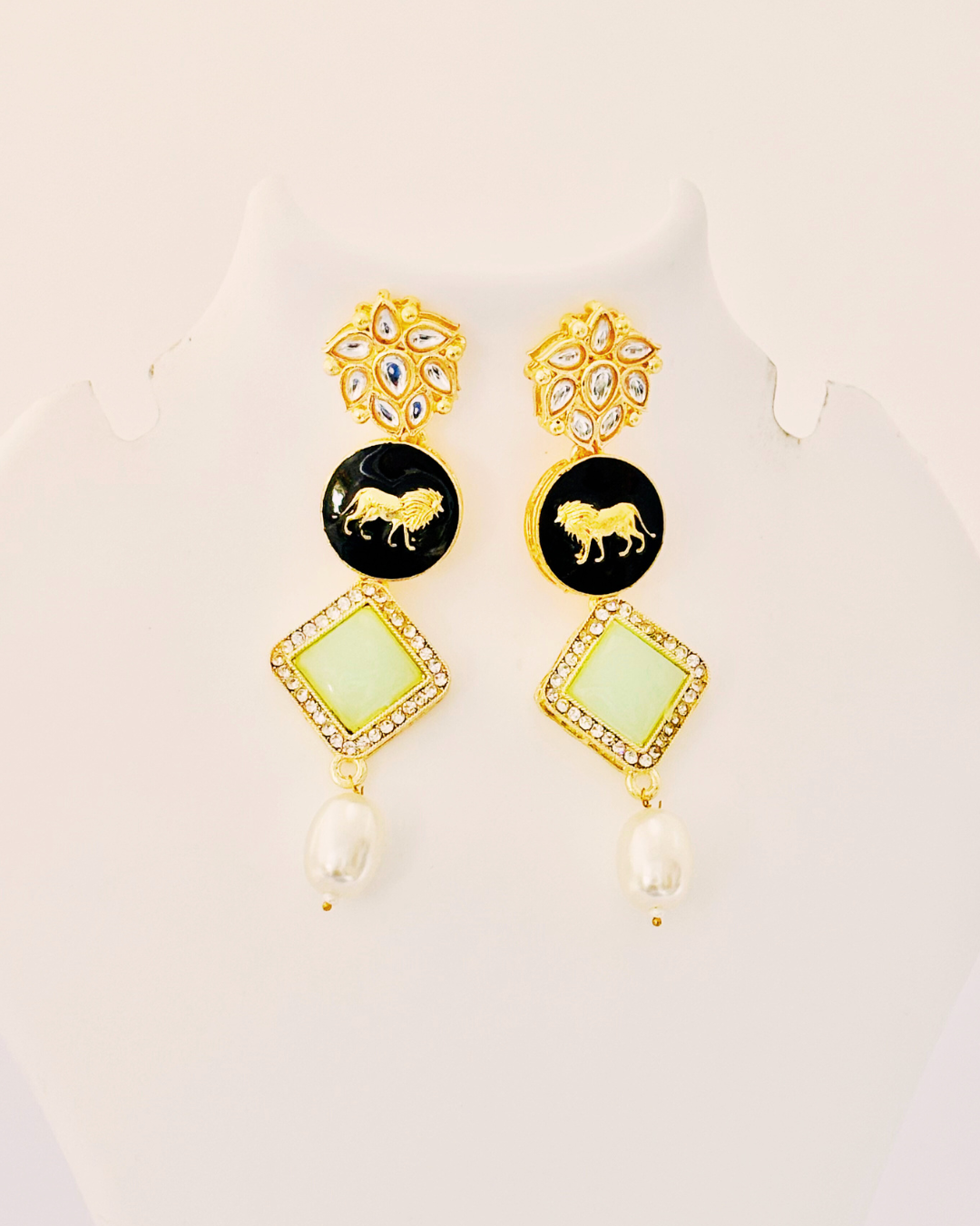 Royal Lion Statement Drop Earrings