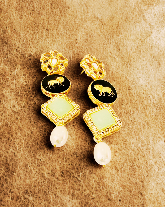 Royal Lion Statement Drop Earrings