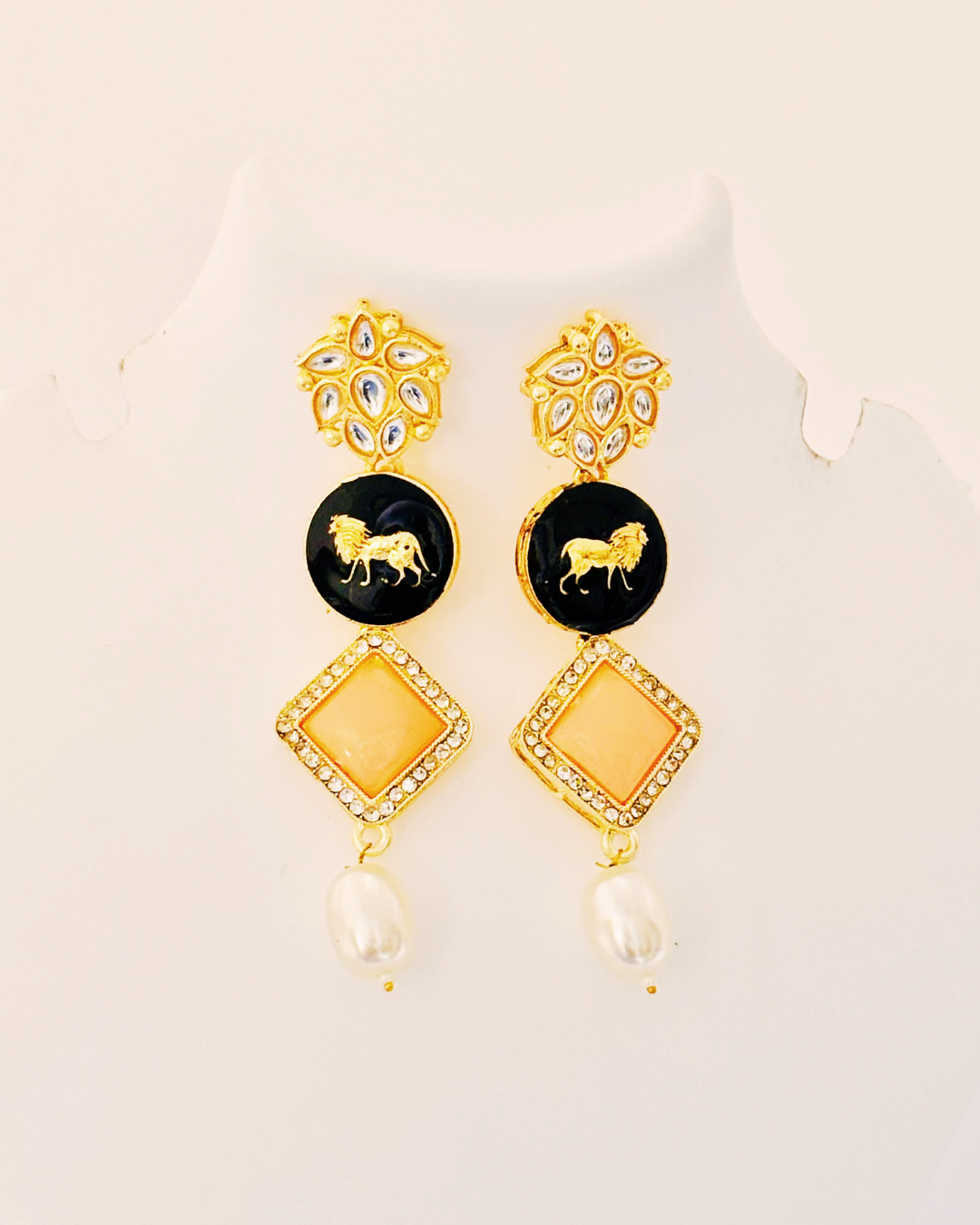 Royal Lion Statement Drop Earrings