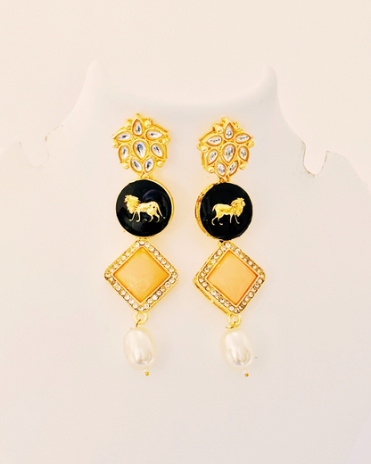Royal Lion Statement Drop Earrings