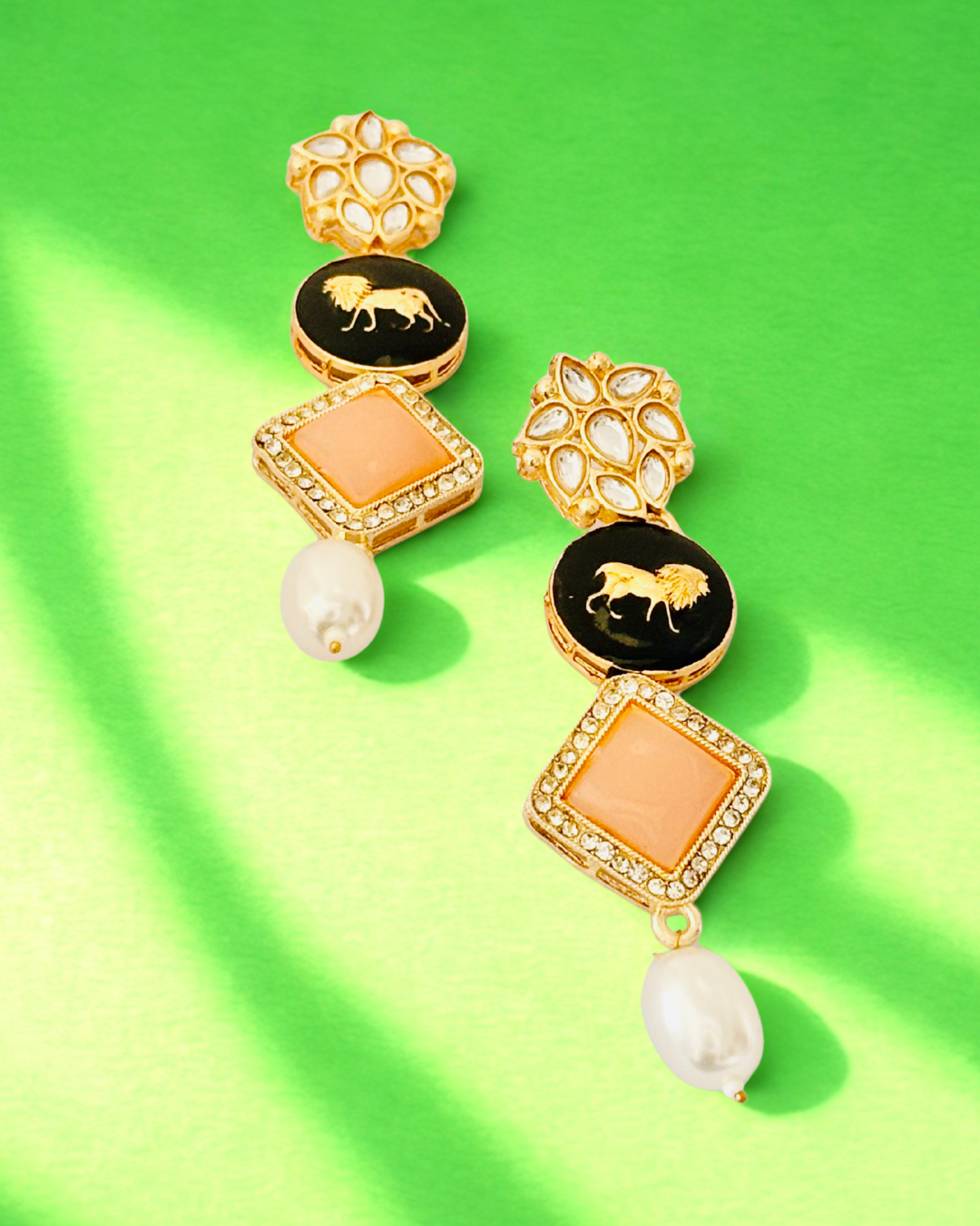 Royal Lion Statement Drop Earrings