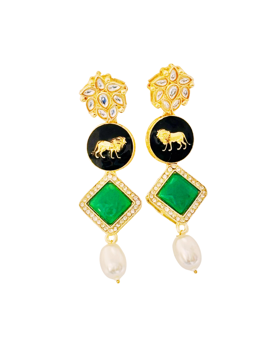 Royal Lion Statement Drop Earrings