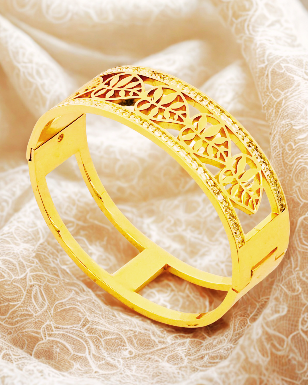 Gold-Plated Designer Cutwork Bracelet